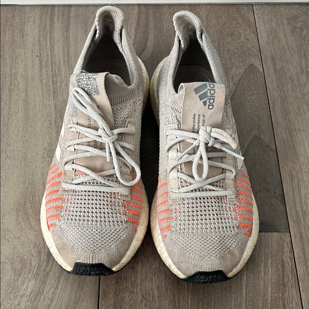 Adidas Boosted Beige and Coral Knit Sneakers